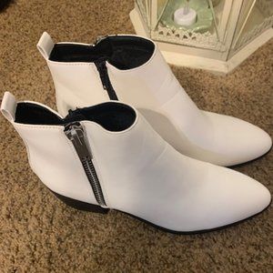 Faux Leather White booties Brand New! Size 10